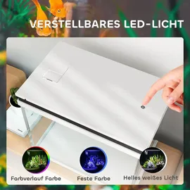 PawHut Aquarium 41L Einsteigerbecken mit Filtersystem, LED-Lichtern, Wasserpumpe, Weiß