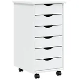 vidaXL Rollschrank mit Schubladen MOSS Weiß Massivholz Kiefer