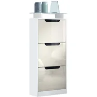 Vladon Schuhschrank, Creme, Holzwerkstoff, 46x128x23 cm, Garderobe, Schuhaufbewahrung, Schuhkipper