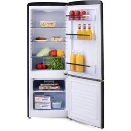 DOMO collection DO91706R Retro-Kühl-Gefrierkombination (191 l, 1455 mm hoch, Schwarz)