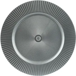 Dekoteller 33cm Kunststoff mit Rillen - Silber