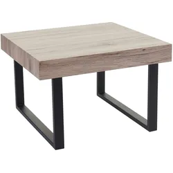 Mendler Couchtisch Kos-C88, Beistelltisch Kaffeetisch, 42x60x60cm MVG-zertifiziert ~ Eichenoptik, dunkle Metall-Füße
