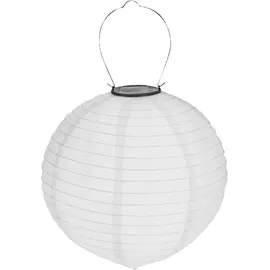 EAXUS 2er Set Solar LED Lampion Party Garten Laterne ø 20cm Weiß Deko Lampenschirm Lampe Kugel Gartenlampion