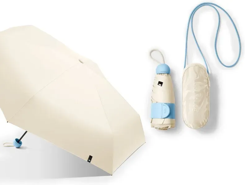 Beneunder BM525, 5-fach faltbarer schwarzer Gelschirm, wind- und wasserdicht für draußen, Kapsel-Design, leicht für Pendler/Reisen, weiß