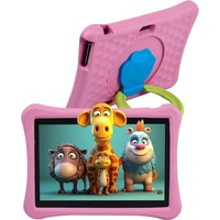 Veidoo Kinder-PC mit 4GB RAM Tablet (10,1", 64 GB, Android, mit EVA-Stoßfeste Hülle, Augenschutz, Elterliche Kontrolle) rosa
