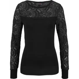 MELROSE Rundhalspullover mit Spitze und Zierknöpfen, Gr. 32, schwarz (aus nachhaltigem material)), , 99295135-32
