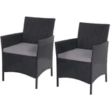 MCW Hamar-S Polyrattan Gartensessel 59 x 60 x 83 cm anthrazit inkl. Kissen 2er Set