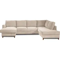 Best Mobilier Jake, Ecksofa, Beige, 7 Sitz(e), Jake, Samt, Holz - Beige