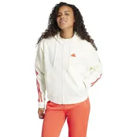 Adidas Damen Kapuzensweat Future Icons 3-Streifen, OWHITE/BRIRED, S