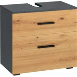 INOSIGN Waschbeckenunterschrank »Skara«, mit Klappe und Schubkasten, schwarze Griffe, Breite 60 cm, Höhe 55 cm,