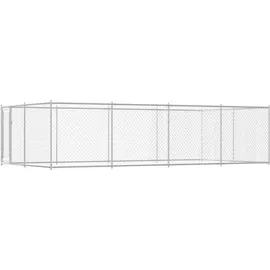 vidaXL Outdoor-Hundezwinger 7,6 x 3,8 x 1,9 m Stahl Silber