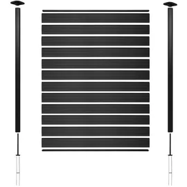 Mendler WPC-Sichtschutz Sarthe, Windschutz Zaun, Alu-Pfosten 3er Set, 5,6m anthrazit