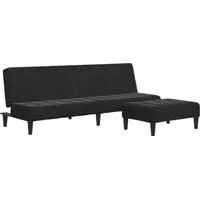 VidaXL Schlafsofa 2-Sitzer mit Fußhocker Schwarz Samt - Schwarz
