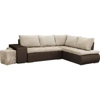 Ecksofa mit Schlaffunktion und Bettkasten, Couch für Wohnzimmer, Schlafsofa Sofagarnitur Sofa Eckcouch L-Form Wohnlandschaft mit Bettfunktion, Ott... - Beige/Braun