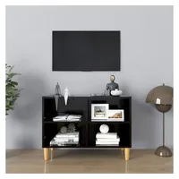 VidaXL TV-Schrank mit Massivholz-Beinen Schwarz 69,5x30x50 cm