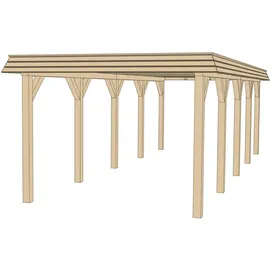 Weka Leimholz-Flachdach-Carport 615 Gr.2 3,37 x 8,32 m beige