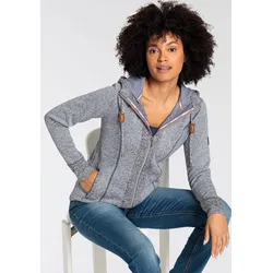 Kapuzensweatjacke, aus weichen Fleece im zweifarbigen Design, Gr. 40/42 (M), graublau, , 66435549-40