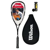 Wilson Hyper Hammer 120 PH Squashschläger + 3 Dunlop Squash Bälle - Schwarz + 3 Pro Bälle