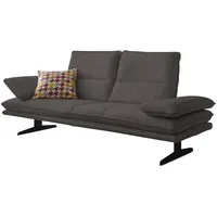 2-Sitzer W.SCHILLIG "broadway", grau (anthrazit s22), B:216cm H:94cm T:96cm, Flachgewebe S22 (100% Polyester), Sofas, Sitztiefenverstellung, Kopfteil- & Seitenteilverstellung, Breite 216cm