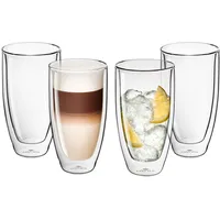 Gerlach 1760 Doppelwandige Gläser 4er Set Thermogläser 350 ml Kaffeegläser Teegläser Latte Macchiato Gläser Flow