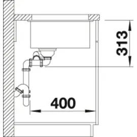 Blanco Subline 340/160-U links felsgrau + Handbetätigung + InFino