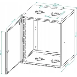 Stalflex Serverschrank, Netzwerkschrank 19" 12U, 450mm, Glastür Schwarz