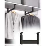 Kleiderstange Schrank Kleiderstangen zur Montage Oben zum Aufhängen Von Kleidung, Kleiderbügel Unter Dem Schrank für Das Home-Office, Höhenverstellbare Kleiderstangenhalterung, Tragfähigkeit 110 Lbs(B