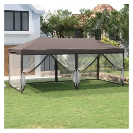 vidaXL Partyzelt Faltbar mit Seitenwänden Taupe 3 x 6 m