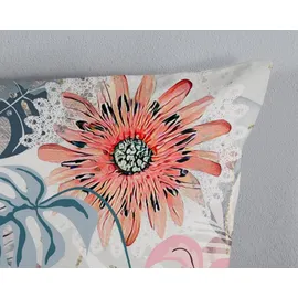 Muller Textil Ralvira Blumen/Blätter/Grau 135 x 200 cm + 2 x 80 x 80 cm