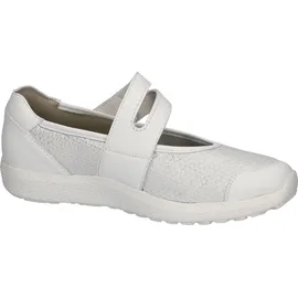 WALDLÄUFER M-IRA Soft Riemchenballerina Slipper, Komfortschuh, Orthotritt-Funktion, Spezialweite M silberfarben|weiß 40 EU (6,5 UK)