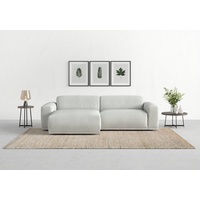 TRENDMANUFAKTUR Ecksofa Braga, mit hochwertigem Kaltschaum, L-Form, in Cord erhältlich, 2 Teile, modernes Sofa, Couch mit hohem Sitzkomfort, 255/72/160 cm (B/H/T) silberfarben