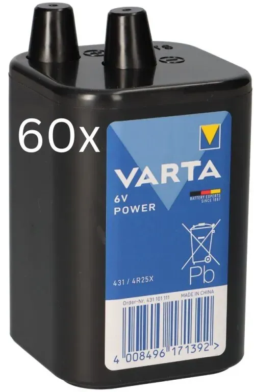 60x Varta 4R25 431 6V 8.500mAh Batterie Zink-Kohle