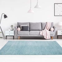 Carpet City Teppich-Läufer Einfarbig Uni Flachfor Soft 2081«, rechteckig, Kurzflor, Uni-Farben, Weicher Flor, blau für Wohnzimmer; Größe: 80x150 cm