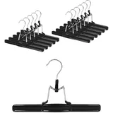 12 x Hosenbügel Klemmbügel schwarz VonBueren | Hosenspanner aus Metall | Kleiderbügel für Hosen | rutschfest | mit drehbarem Haken