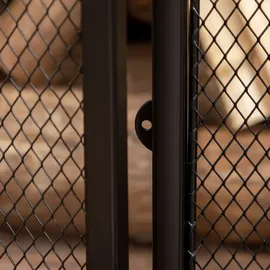 Homcom Funkenschutzgitter Metall 3 klappbare Paneele und Tür Schwarz