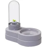 Wasserspender für Katzen und Hunde, 580 ml Automatischer Schwerkraft Haustier Trinkbrunnen mit Filter für Kleine Hunde Katzen Kaninchen Kleintiere (Grau)