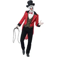 Smiffys Kostüm Unheimlicher Zirkusdirektor, Rot und Schwarz, mit Jacke, Hemdteil, Maske und Zylinder Halloween