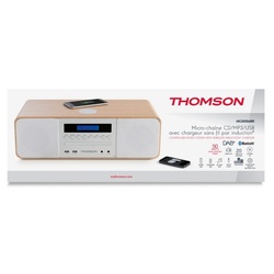 Thomson Bluetooth MIC201IDABBT USB MP3 Qi-Charger DAB+ Holz weiß TH371697 Kompaktanlage