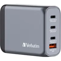 Verbatim GaN Charger 100 W, 4 Ports USB-C Ladegerät, Power Adapter mit 3 x USB-C und 1 x USB-A, Schnellladegerät als Mehrfachstecker,