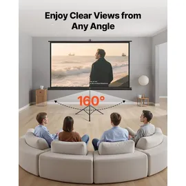 Vevor Projektionsleinwand Stativleinwand (84 Zoll) mit 160° Weitwinkel, Beamerleinwand für Projektor innen & außen 16:9 4K HD, tragbare Filmleinwand mit Tragetasche für Heimkino Präsentation