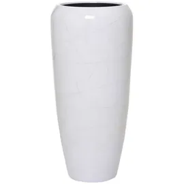 Vivanno Bodenvase Cavita cm Weiß Marmor Hochglanz, Fiberglas für Moderne Innenräume
