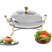 ERnonde Chafing Dish 3 Liter Speisewärmer, Rund Warmhaltebehälter, Wärmebehälter Edelstahl Behälter Gastronormbehälter Wärmebehälter mit Deckel für Haushalt