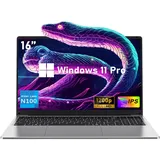 NIAKUN 16 Zoll Laptop Notebook, Prozessor N100 Notebook, bis zu 3.4Ghz, RAM 16GB+SSD 512GB Laptops, Full HD 1920x1200P, Laptop Computer mit beleuchteter Tastatur, WiFi 5, USB 3.0, 6000mAh