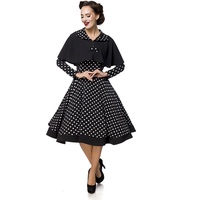 Belsira - Rockabilly Kleid knielang - Swing-Kleid mit Cape - XS bis XL - für Damen - Größe M - schwarz/weiß - M
