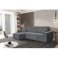 VENASI HUGO Universell Ecksofa mit Schlaffunktion und Bettkasten Cord Grau Schlafsofa Eckcouch Sofa - Grau