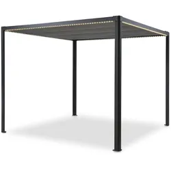 Blumfeldt Pantheon RemoteShade Ambient Pavillon Motor-Dach 3x3m LED-Licht PE Dunkelgrau