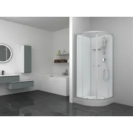 Marwell Komplettdusche Runddusche mit Gleittüren 85 x 205 cm Duschkabine Silber