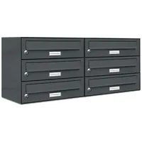 AL Briefkastensysteme 6er Premium Briefkasten Anthrazit inkl. Zeitungsfach