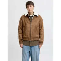 JACK & JONES "JPRCCLUKE BOMBER JACKET SN", Herren, Gr. XS, braun (toffee), Web, Obermaterial: 100% Polyester, unifarben, regular fit, Jacken Bomberjacke