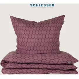SCHIESSER Bettwäscheset Drops - Feinbiber - 2-teilig - 135 x 200 cm, - Mauve